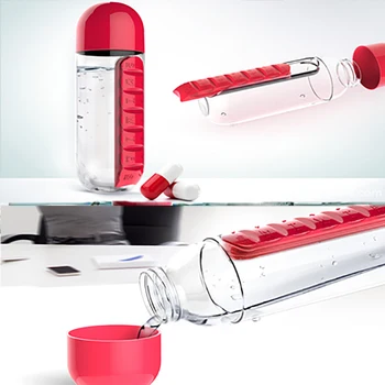 Walfos Združujejo Dnevno Tedensko Sedem Oddelkov Pill Box Organizator S Steklenico Vode Z Enostavno Steklenico Vode Prevoz Slike 2