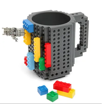 1Pc 12 oz DIY lego Blok Puzzle Vrč Tip Gradnje-na Opeko kave Vrč Buildng Bloki Potovanja Skodelice 10 barv