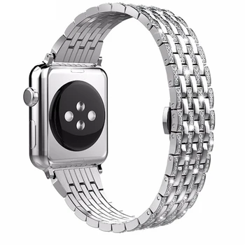 iz nerjavečega jekla Diamond trak Za Apple watch band 44 mm/40 mm 45 mm 41mm iwatch serije 7 6 5 4 SE 42mm/38 mm zapestje correa zapestnica Slike 2