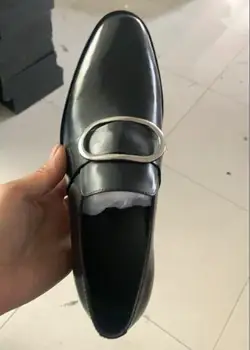 Pravega Usnja, FR.LANCELOT Najnovejši Velike Sponke Black Moške Stanovanj urad čevlji Človek Plitvo obleko čevlji Slike 2