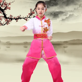Tradicionalne Ljudske Tai Chi Oblačila z Dolgimi Rokavi Kung Fu Uniforme za Otroke Wushu TaiChi bo Ustrezala Borilne veščine Uresničevanje Oblačila Slike 2