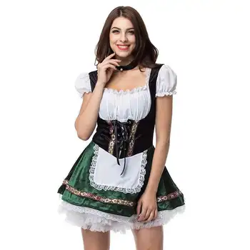 2022 Ženske Oktoberfest Devica Cosplay Kostum nemškem Bavarskem je Tradicionalna Festival brez naramnic Preplete Obleko Pivo Dekle Kostum
