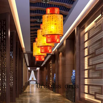 Klasična ovčje kože luči Kitajski retro hodnik restavracija dvorani Lestenec Slike 2