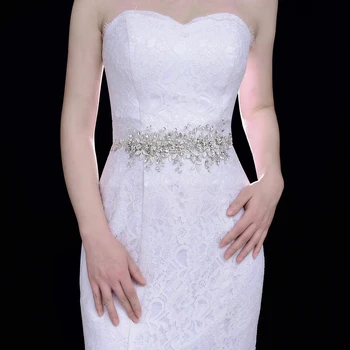 SH349 Poročni Dodatki, Pasovi Za Ženske Beli Trak Poročne Nosorogovo Pasu Cvetje za Obleke, Ročno izdelane Srebrne Crystal