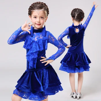Novo Otrok latinski Ples Obleko Dekleta, Plesna Predstava, Konkurenca bo Ustrezala Otroci Ples Kostum Dan Otrok Fazi Obleko B-3080