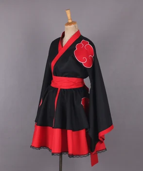 Akatsuki Organizacija Ženskih Lolita Kimono Obleko Anime Cosplay Kostum Slike 2