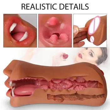Visoko Qualitty Realistično 3D Muco Umetna Vagina Usta, Anus 3in1 Mmale Masturbator Pokal Spolnih Igrač Za Moške Globoko Tthroat Blowjob Slike 2