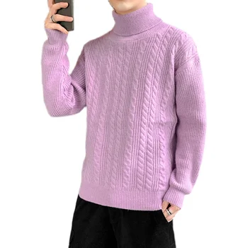 Moč pulover moške visoko vratu twist jeseni slog jeseni in pozimi trend pulover jeseni pulover Slike 2