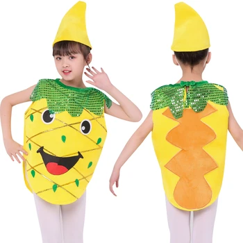 Otroci Otroški Halloween Party Risanka Sadja, Zelenjave Kostum Ananas Cosplay Oblačila Buče Za Fant Dekle Slike 2
