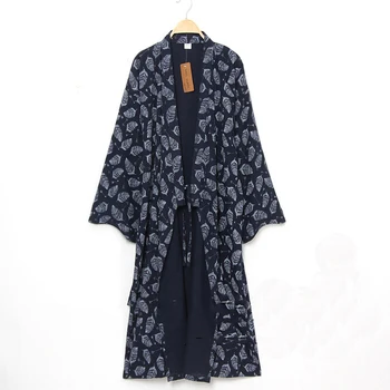 Unisex Ljubimec Par Pižamo Dolgo Haljo Tradicionalni Japonski Kimono Yukata Jinbei za Ženske, Moške Doma Svoboden Sleepwear Nightgown Slike 2