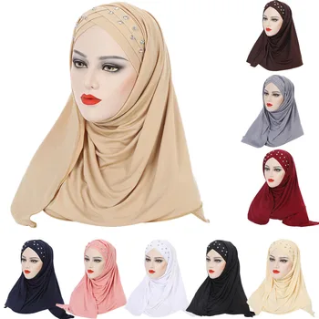 2021 Nove Modne Ženske Pripravljen Nositi Instant Hidžab Šal Notranje Muslimanskih Pod Šal Poln Kritje Skp Islamska Oblačila Arabski Headscarf