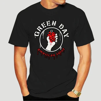 Green Day American Idiot Kaplja Logotip Black T Shirt Nov Band Merch Odraslih Priložnostne Tee Shirt 6645X