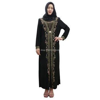 2020 Moda Diamanti Muslimansko Obleko Abaya Dubaj Arabsko-Islamska Oblačila Za Ženske Maroški Tam Kaftan Turški Ramadana Caftan Haljo Arabe Slike 2
