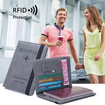 Moški RFID Letnik Poslovnih Potni list, Krije Imetnik Multi-Funkcijo ID Banka Kartico PU Usnje Denarnice Primeru Potovalni Pripomočki