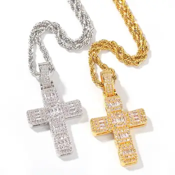 hip hop križ ogrlica za ženske ogrlica bakra z CZ obesek verige Klasičnih osebnost Jezus križ hip hop Nakit za darilo Slike 2