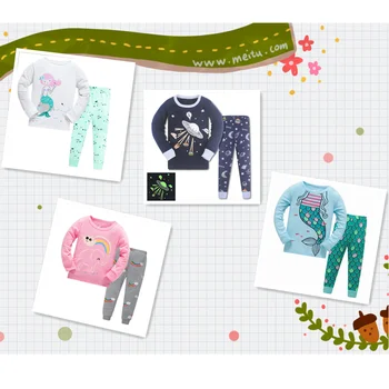 Otroci Pižame Risanka Barvo Oblačila Sklop Otroci Sleepwear Pomlad/Jesen Bombaž More Dekleta Pižame Set Telo Obleko Luštna