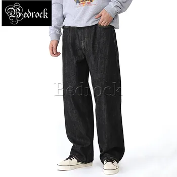 MBBCAR HIP HOP svoboden širok noge jeans za moške črne 14 oz težke surove denim eno oprati Kitajski vezene selvedge tovora hlače 7294 Slike 2