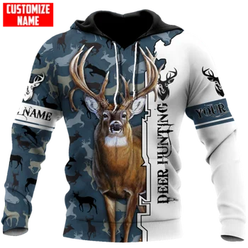 Po meri Ime Jelen Lov 3D Vsem Natisnjeno Moški pulover s kapuco & Majica Jeseni Unisex Zip Kapuco Priložnostne Ulične KJ814