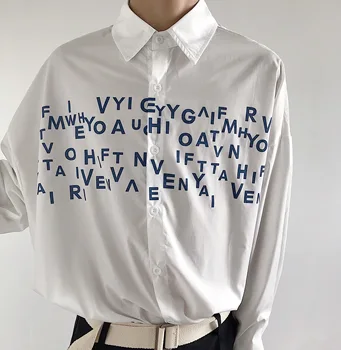 2021 jeseni korejski design občutek pismo tiskanje bela majica moški ins Japonski priložnostne retro Harajuku majica