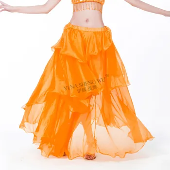 Odraslih Indijski Bollywood Ples Trebuh Kostume Nastavite Bellydance 3 Plasti Šifon Krilo+Modrc 2pcs Nastavite Ženske Uspešnosti Ples Obrabe Slike 2