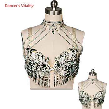 Ples Trebuh Uspešnosti Oblačil Žensk Flash Diamond Tassel Visoko Pasu Preja Krilo Orientalski Ples Nositi Obleko Prilagajanje Obleko Slike 2
