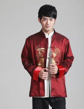 Shanghai Zgodba tradicionalna kitajska oblačila za moške, kitajski slog kostum kitajski tunika obleke za moške Zmaj Vezenje Jacke