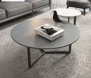 Italijanski luksuzni rock čaj tabela krog majhno stanovanje moderno preprost Nordijska velikost visoko in nizko mizo čaj kombinacija Slike 2