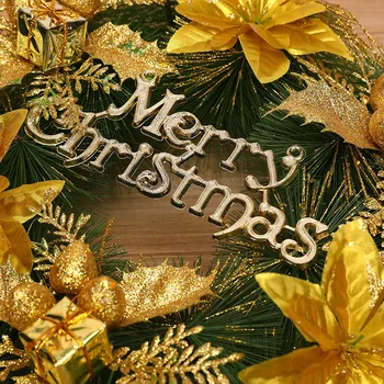 Božič Zelen & Gold venec Vrata Viseči Okras Venec za Božič Stranka Dekor Slike 2