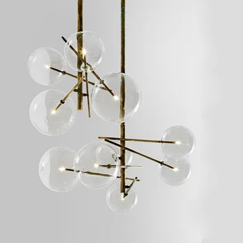 Sodobno minimalistično Rotacijski Stropne Luči Led Lučka za Okroglo Stekleno Kroglo Ustvarjalne Viseče luči železa Led G4 žarnica Zaprtih prostorih Doma Bar Zlata