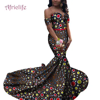 Afriške Ženske Elegantne morska deklica svate Oblačila Dolgo Tulec Bazin Riche Obleke brez naramnic za Lady WY4731