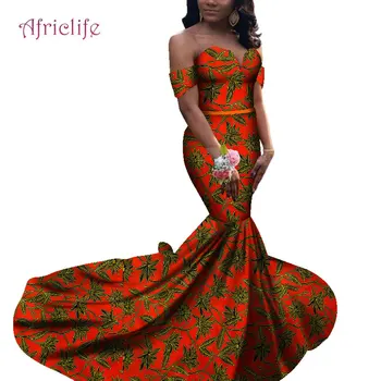 Afriške Ženske Elegantne morska deklica svate Oblačila Dolgo Tulec Bazin Riche Obleke brez naramnic za Lady WY4731 Slike 2