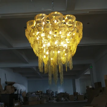 Nova LED lestenec verige umetnosti razsvetljavo luksuzne vile za obojestransko tiskanje lestenec hotelski avli dekoracija žarnice prilagodljiva velikost
