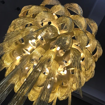 Nova LED lestenec verige umetnosti razsvetljavo luksuzne vile za obojestransko tiskanje lestenec hotelski avli dekoracija žarnice prilagodljiva velikost Slike 2