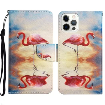 Flip Denarnica Usnjena torbica Za iPhone 13 11 12 Pro X XS XR Max 6 7 8 6S Plus mini Visoke Kakovosti Naslikal Zaščitna Telefon Knjigo Kritje Slike 2