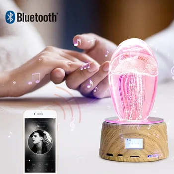 3D Vgravirana Meduze Ribe Kristalno Lučka Noč Svetlobe z Obračanjem Bluethooth Glasbeni Zvočnik Home Office Tabela Dekor Lučka za Darilo Slike 2