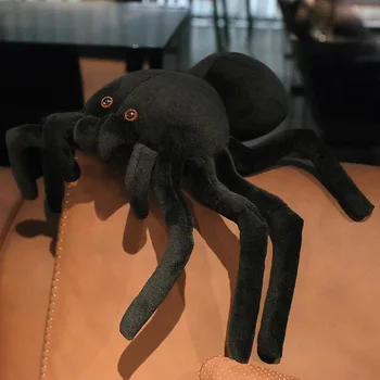 Simulacija Big Spider Black Ustvarjalne Smešno Plišastih Igrač Lutka Paketno Pošiljanje Rojstni dan, Darila za Fante in Dekleta Slike 2