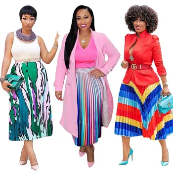 Afrika Oblačila Multicolor Natisnjeni Nabrano Krilo Ženske Novo Pomlad Dnu Počitnice Plaže Boho Stranka Klub Slike 2