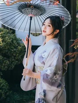 2023 japonska oblačila haljo pošteno dekle ženska japonski kimono obleko cvet tiskanja saten svila yukata kopanje tradicionalno ogrinjalo Slike 2