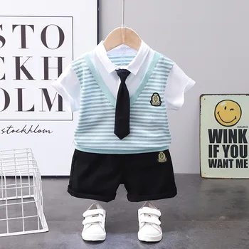 Nov Poletni Baby Boy Oblačila Obleko Otroci Dekliška Priložnostne T-Shirt Hlače 2Pcs/Set Malčka, Gospod Kostum Moda Otroci Trenirke Slike 2
