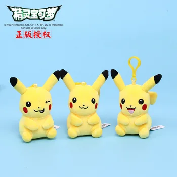 Novo Pokemon Japonski Anime Pikachu Keychain Obesek Plišastih Lutka Mewtwo Obesek otroška šolska torba Obesek Darilo za Rojstni dan Slike 2
