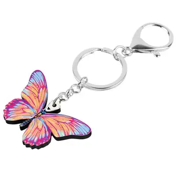 Bonsny Akril Papilionidae Metulj Keychains Lep Insektov Key Ring Živali Nakit Darilo Za Ženske Dekle Torbici Dodatki Slike 2