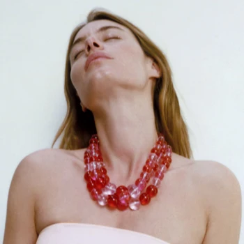 Za Ročno Rdeče Maxi Kroglice Ogrlica za Ženske Elegantne večplastnega Smolo Žogo Chokers Ogrlica Čar Poročni Nakit