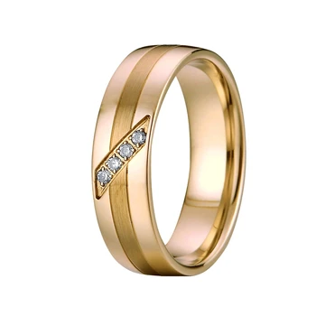 Zlato barvo cirkon žensk poročni prstan Zaročni Prstan na debelo nakit