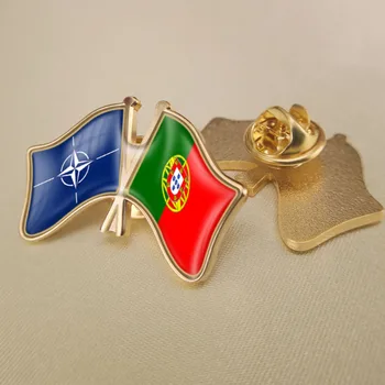 Portugalska in NATO Organizacije severnoatlantske Pogodbe Prečkal Dvojno Prijateljstvo Zastav broške Broška Značke Slike 2