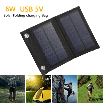 Nepremočljiva Zložljiva 6W Moči Banke Polnilnik Sončne Celice, Baterije, 5V USB Prenosni Solarni Paneli za Mobilni Telefon Zunanji