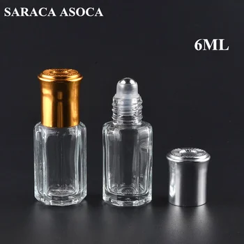 6ml Octagonal Steklenice Z Roll Na Aromo Steklenice Kovinsko Žogo, Parfum Eterično Olje se lahko ponovno polnijo Vial LOGOTIP Tiskanja 50PCS/VELIKO