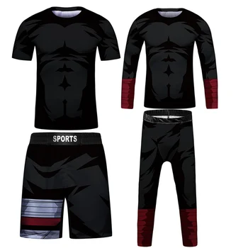 Nova majica Rashguard Za Otroke MMA Stiskanje T-Shirt majica+Hlače Določa Fant Muay Thai Hlače Otrok Jiu Jusit T-Majice Bjj Boks Oblačila