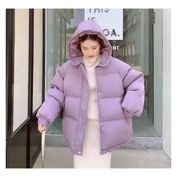 Ženska Jakna Zimske Ženske Plašče Parkas Debele Hooded Bombaž, Oblazinjeni Ženski Korejski Svoboden Napihovalka Parkas Dekleta Prevelik Toplo Outwear Slike 2