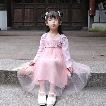 Otrok Roza Hanfu Princesa Obleko Starodavne Kitajske Klasični Ples Kostum Hanfu Folk Obleko Tradicionalne Kitajščine Za Dekleta SL1203 Slike 2