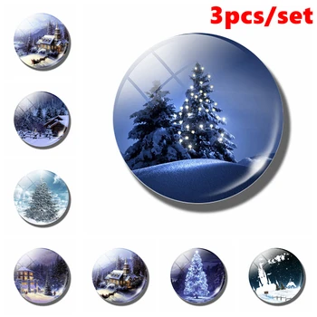 3PCS Božič Pravljica Sneg Svetu Hladilnik Magnet Steklena Kupola Fantasy Snow Hiša Hladilnik Nalepke Božično Darilo Doma Dekoracijo